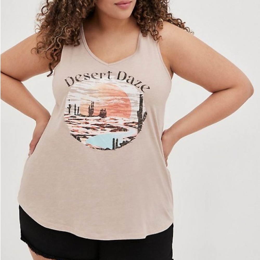 Torrid Girlfriend Tank - Signature Jersey Daze Sand Desert Tan Beige